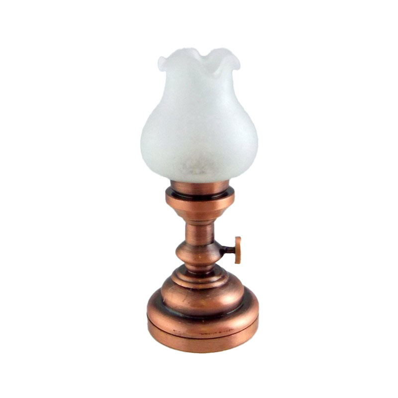Dolls House Copper Oil Gas Lamp LED Battery Light Miniature 1:12 Scale Lighting
