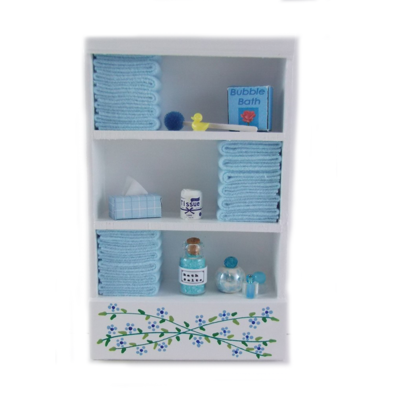 Dolls House Shelf Unit Light Blue Towels & Accessories Bathroom Furniture
