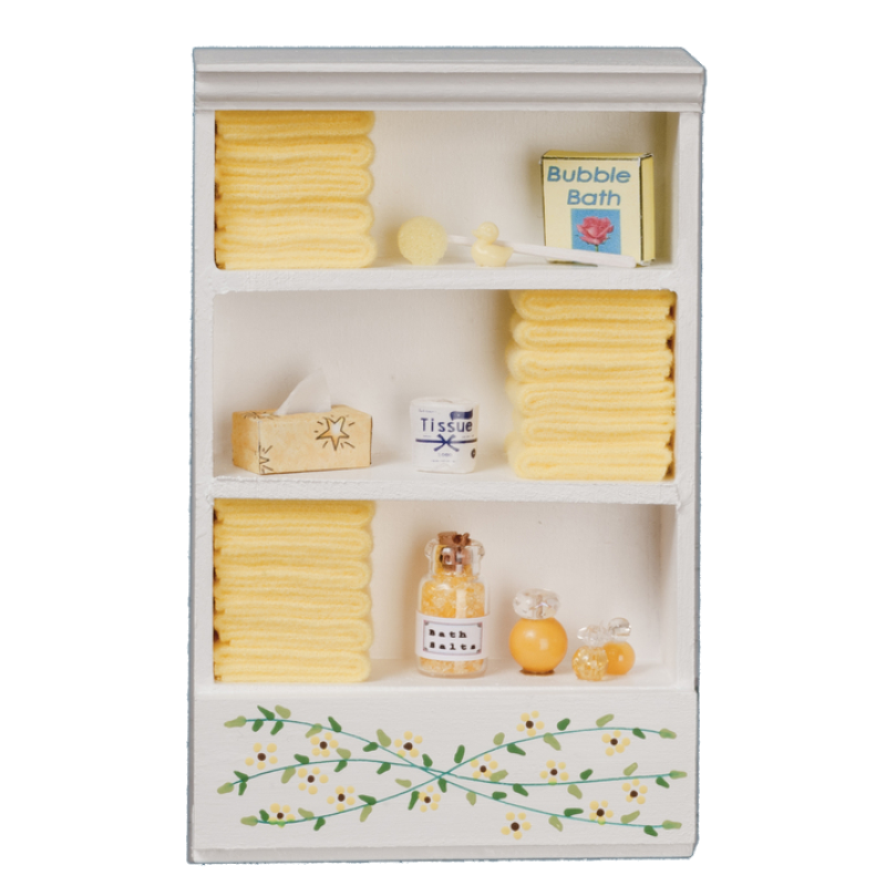 Dolls House Shelf Unit Lemon Towels & Accessories Miniature Bathroom Furniture