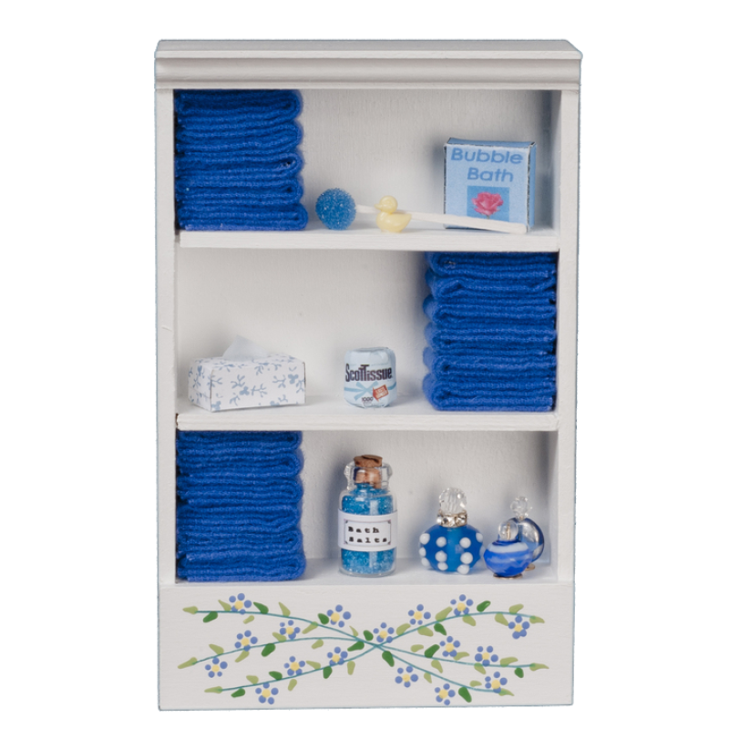 Dolls House Full Shelf Unit Dark Blue Towels & Accessories Bathroom Furniture