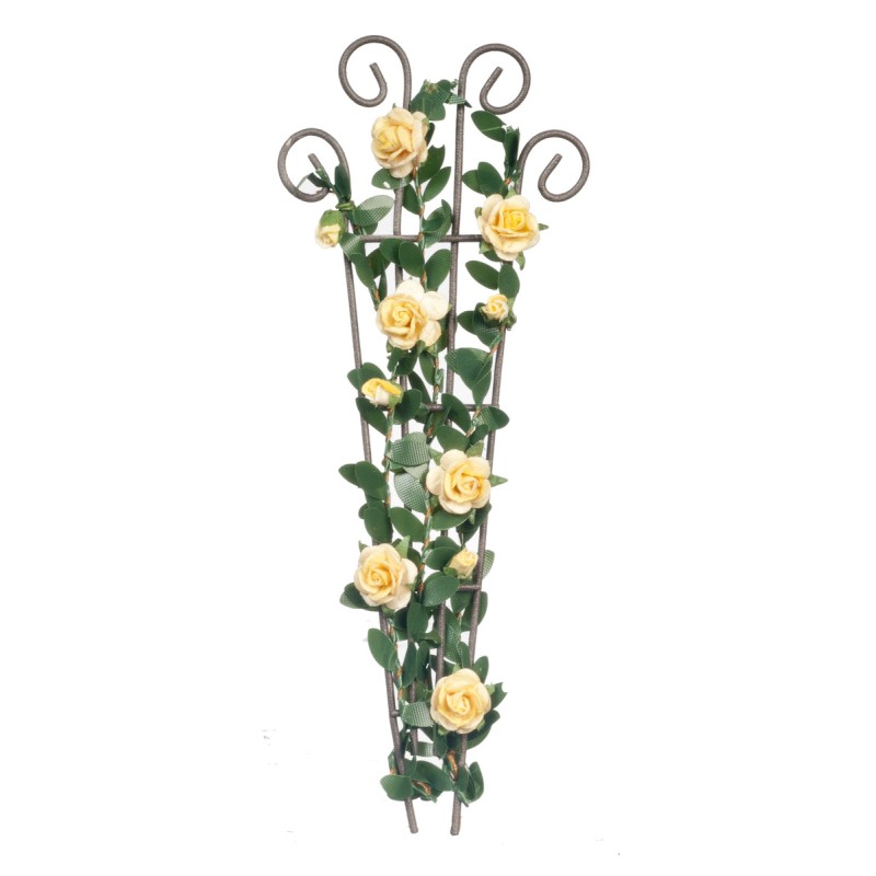 Dolls House Yellow Roses Climbing Wire Trellis Miniature Flower Garden Accessory