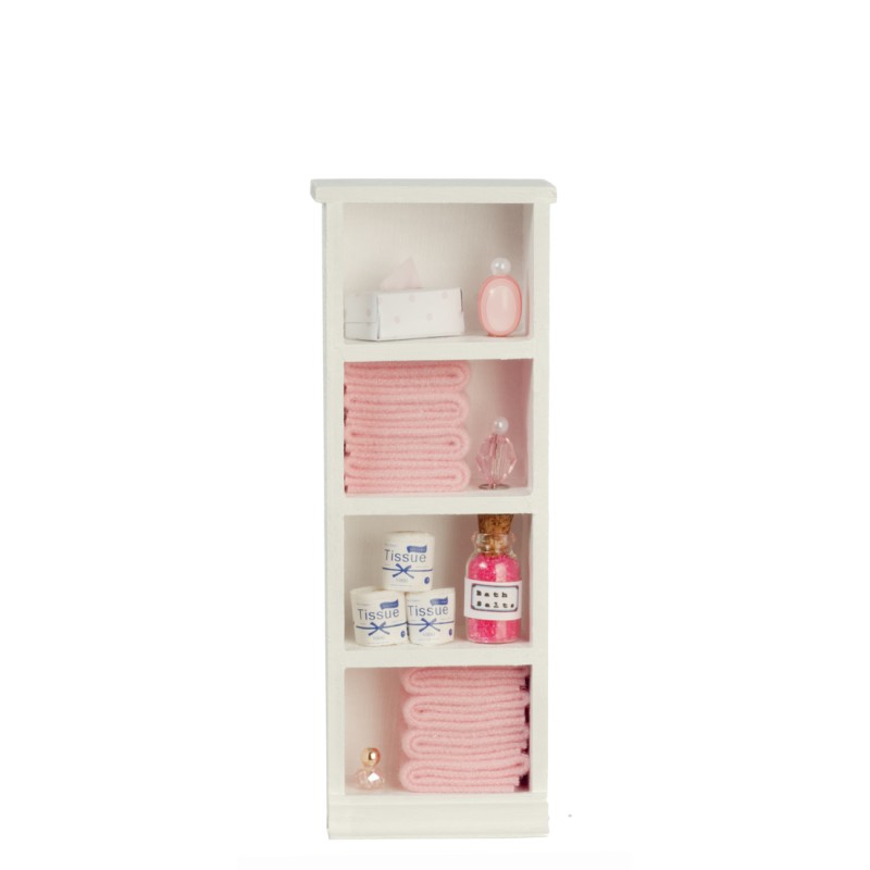 Dolls House Narrow Shelf Unit Pink Towels & Accessories 1:12 Bathroom Furniture