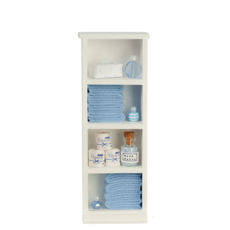 Dolls House Narrow Shelf Unit Blue Towels & Accessories 1:12 Bathroom Furniture