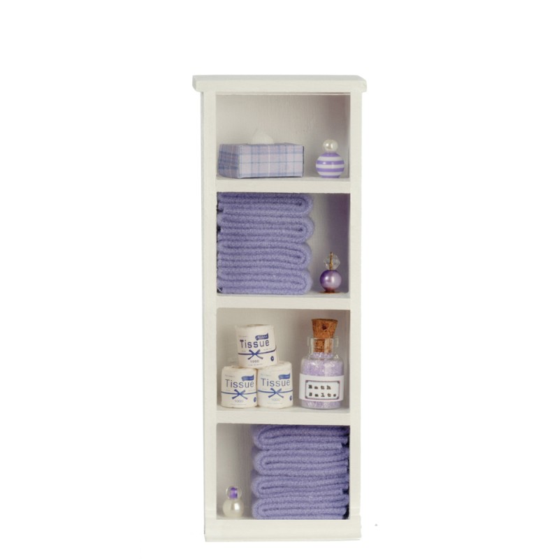 Dolls House Narrow Shelf Unit Lilac Towels & Accessories 1:12 Bathroom Furniture