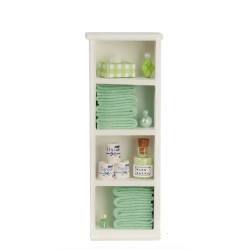 Dolls House Small Shelf Unit with Sage Green Accessories Bathroom Furniture 