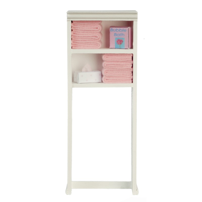 Dolls House Over Toilet Shelf Unit Pink Towels & Accessories Bathroom Furniture