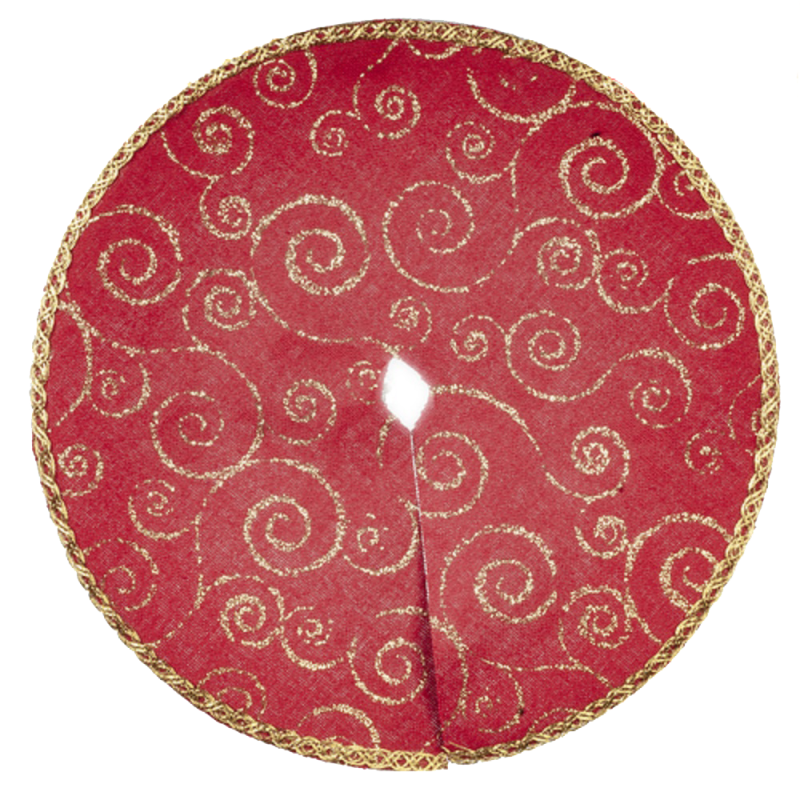 Dolls House Red & Gold Christmas Tree Skirt Miniature 1:12 Scale Accessory