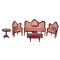 Dolls House Victorian Mahogany & Rose Miniature Living Room Furniture Set 