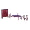 Dolls House Mahogany 6 Piece Dining Room Set Miniature Furniture 1:12 Scale Set