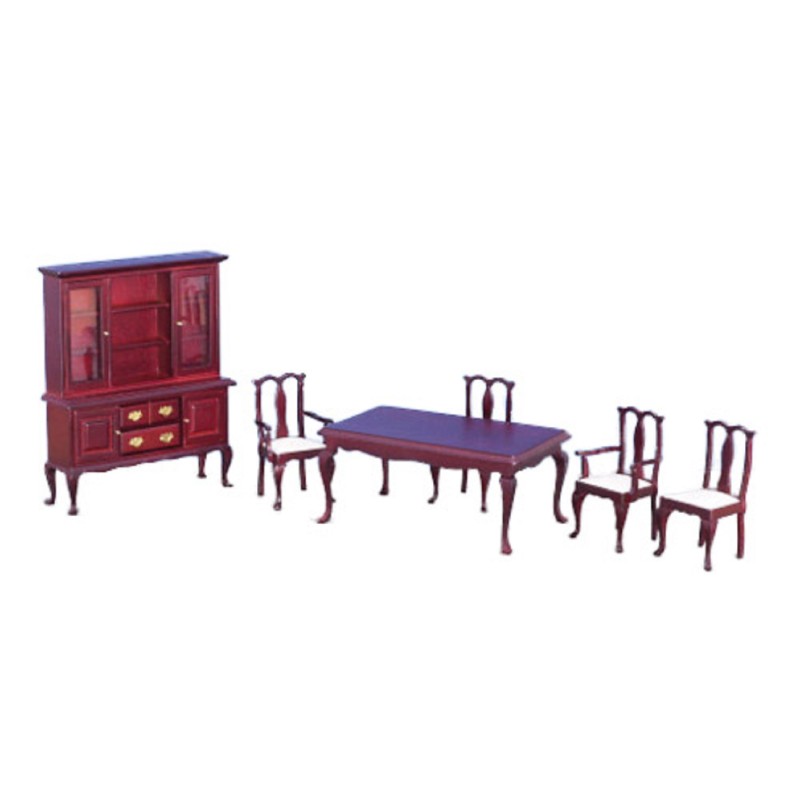 Dolls House Mahogany 6 Piece Dining Room Set Miniature Furniture 1:12 Scale Set