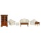 Dolls House Walnut & White Modern Living Room Furniture Set 7 Pieces 1:12 Scale