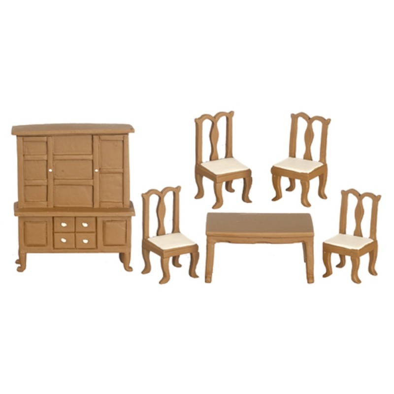 Dolls House Walnut Dining Room Furniture Set Suite 1:24 Half Inch