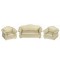 Dolls House Retro Gold Sofa and 2 Armchairs Miniature Living Room Furniture Set