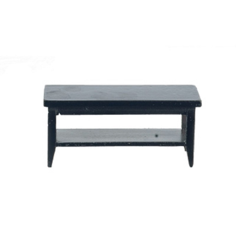 Dolls House Black Retro Coffee Table with Shelf Modern Living Room Furniture 