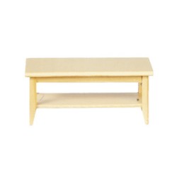  Dolls House Light Oak Retro Coffee Table with Shelf 1:12 Living Room Furniture 