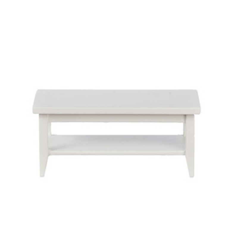 Dolls House White Retro Coffee Table with Shelf Modern Living Room Furniture 