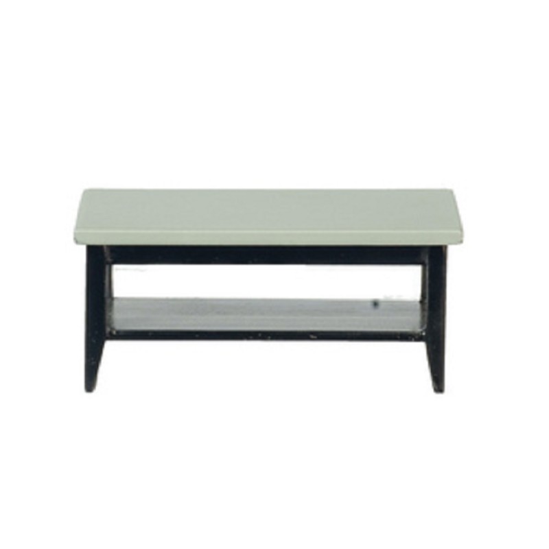 Dolls House Grey & Black Retro Coffee Table with Shelf Living Room Furniture 