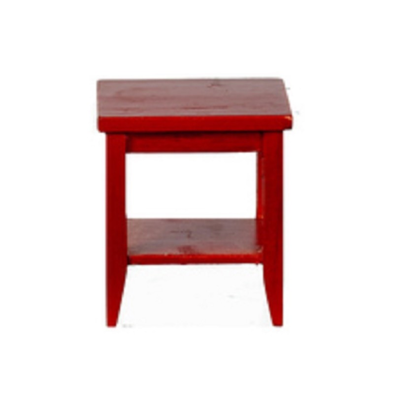 Dolls House Mahogany Retro Side Table with Shelf Modern Living Room Furniture 