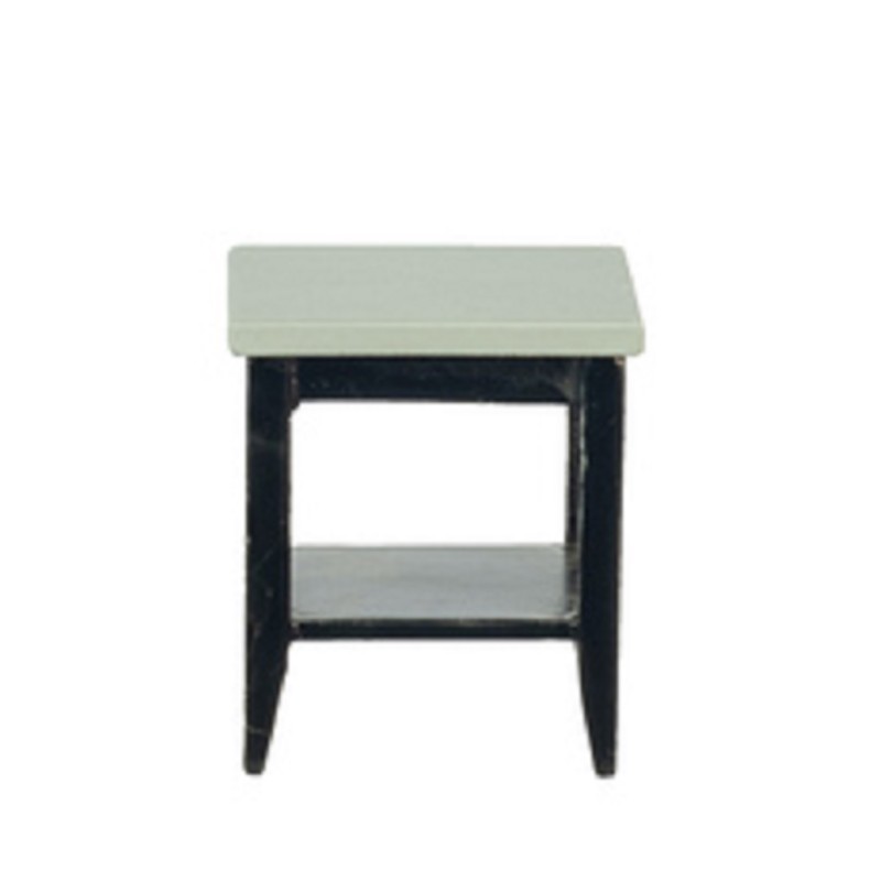 Dolls House Grey & Black Retro Side Table with Shelf 1:12 Living Room Furniture