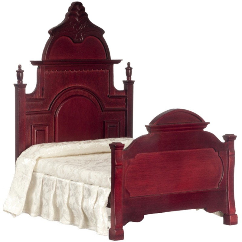 Dolls House Victorian Mahogany Carved Bed Miniature Bedroom Furniture 1:12 Scale