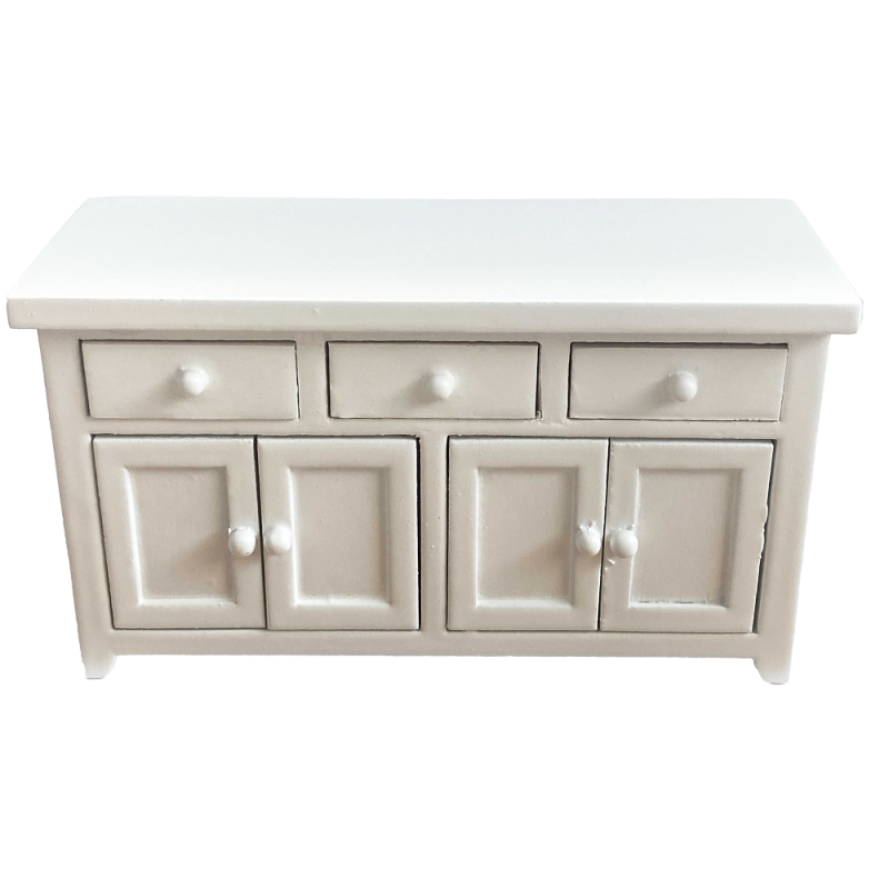 Dolls House White Wooden Modern Sideboard Counter Miniature Kitchen Furniture