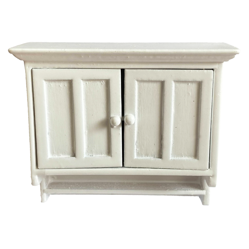 Dolls House White Wooden Wall Cabinet Modern Miniature Kitchen Furniture 1:12