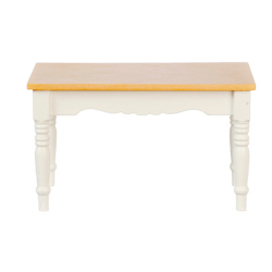 Dolls House White & Oak Wooden Table Miniature Kitchen Dining Furniture 1:12