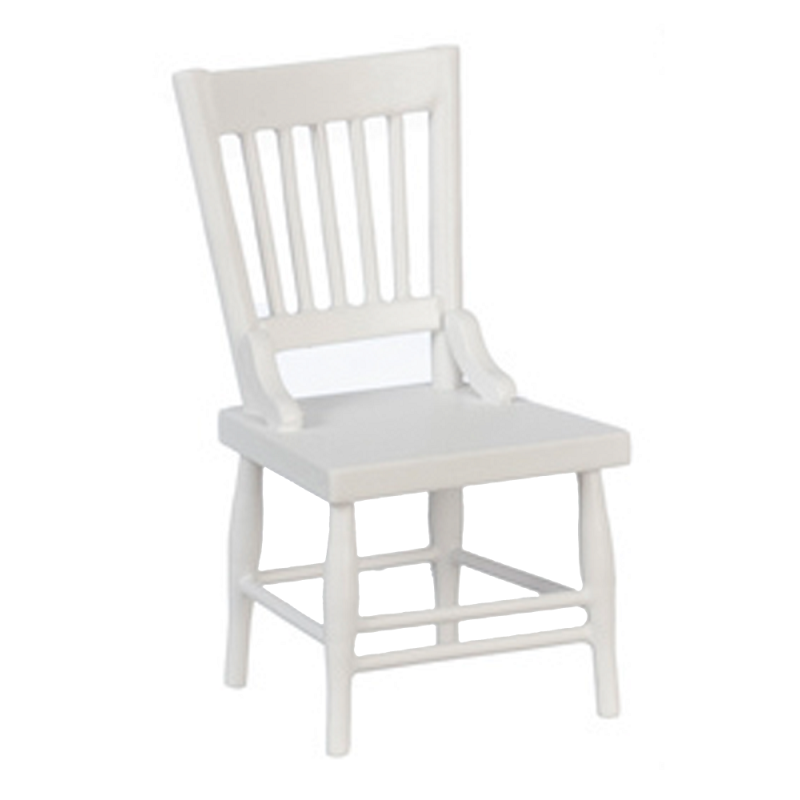 Dolls House White Wooden Side Chair Miniature Kitchen Dining Furniture