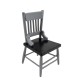 Dolls House Grey & Black Wooden Side Chair Miniature Kitchen Dining Furniture