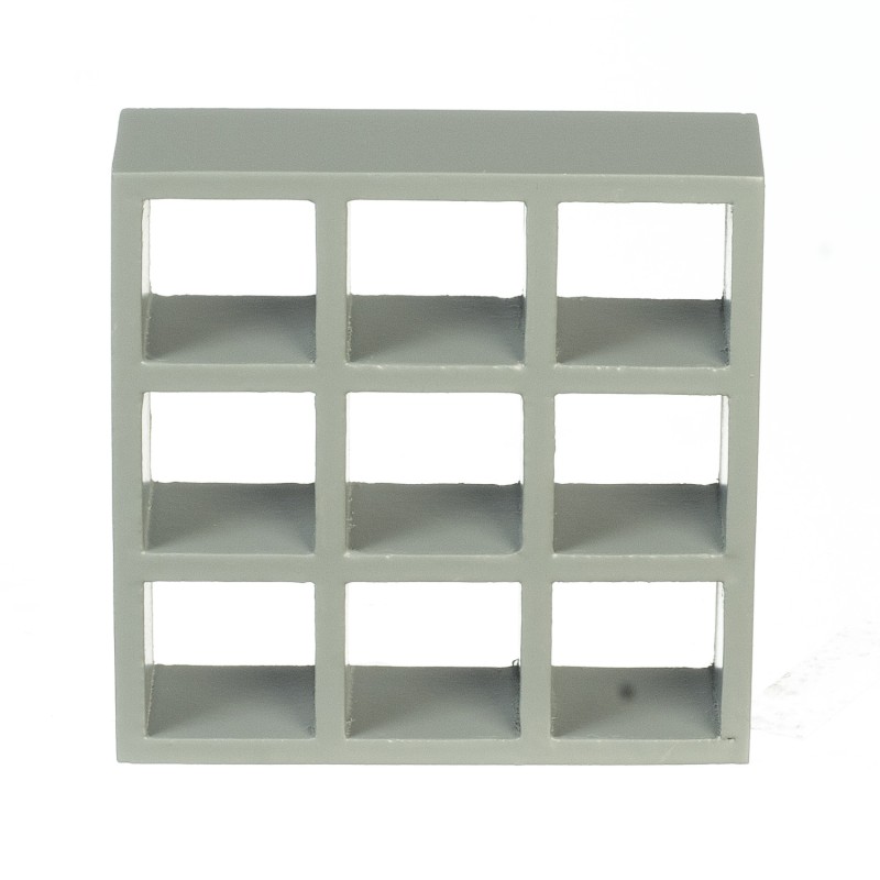 Dolls House 9 Cube Display Unit Modern Grey Shelves Bookcase Miniature Furniture