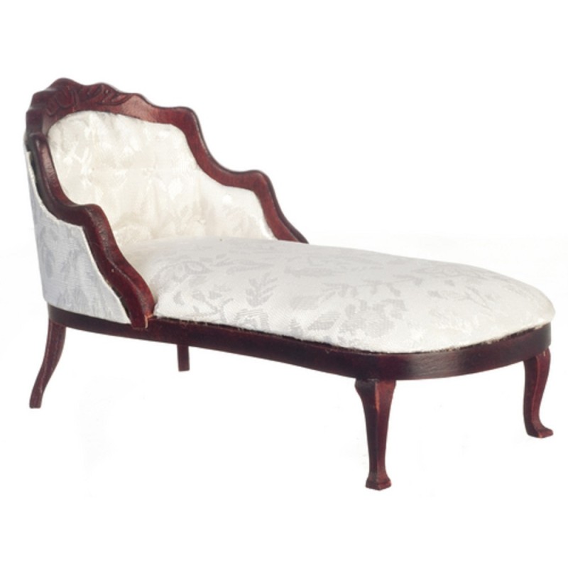 Dolls House Mahogany & White Fainting Couch Chaise Longue Sofa 1:12 Furniture