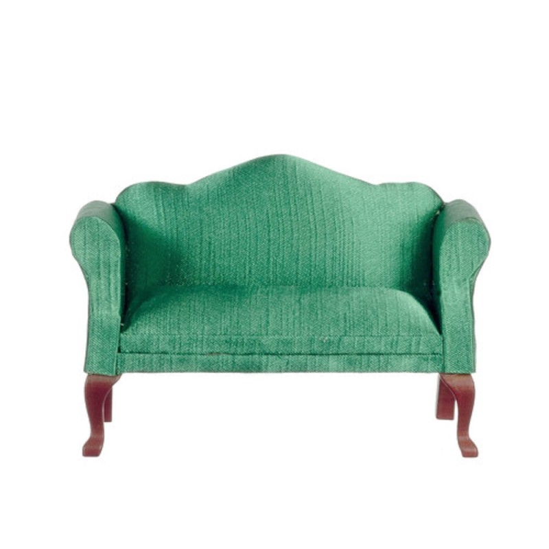 Dolls House Emerald Green Queen Anne Sofa Miniature Lounge Living Room Furniture
