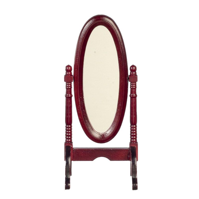 Dolls House Mahogany Cheval Dressing Mirror Miniature Bedroom Furniture 