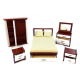 Dolls House Modern Mahogany White Double Bedroom Set Miniature Furniture 5 Piece