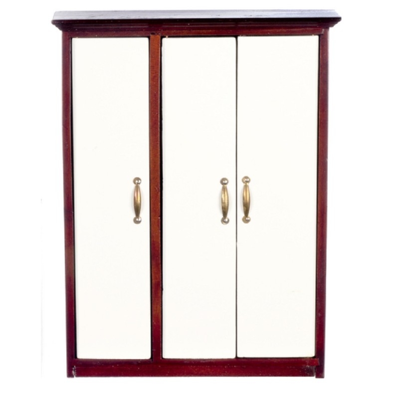 Dolls House Modern Wardrobe Mahogany White Miniature 1:12 Bedroom Furniture