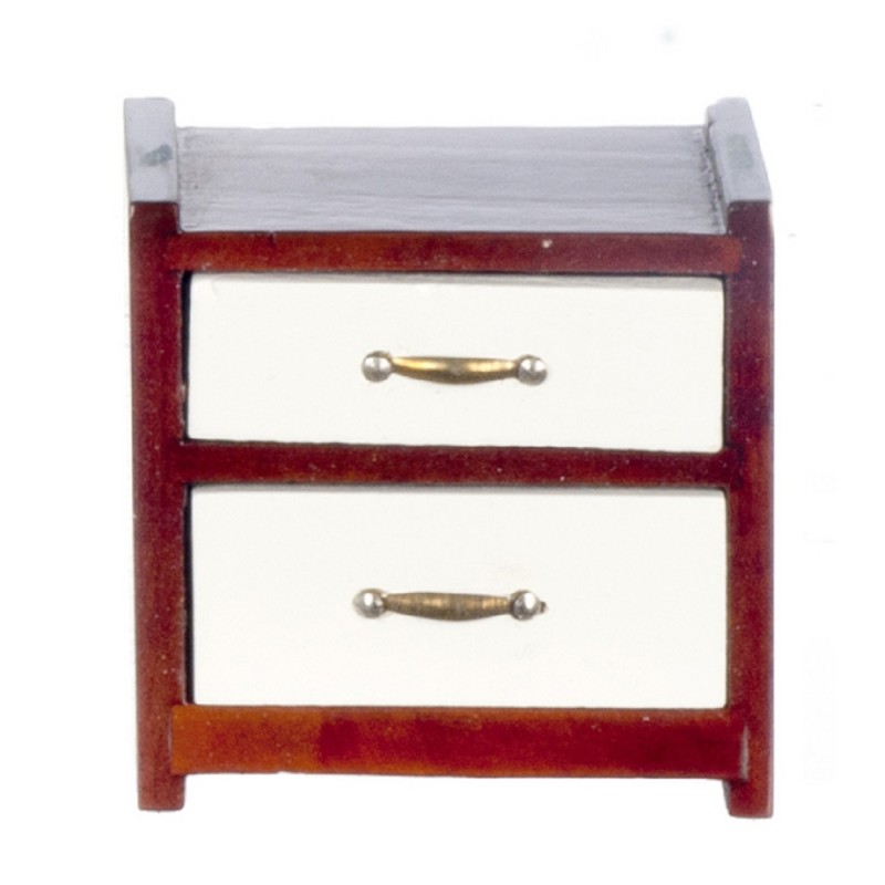 Dolls House Modern Bedside Chest Nightstand Mahogany White Bedroom Furniture