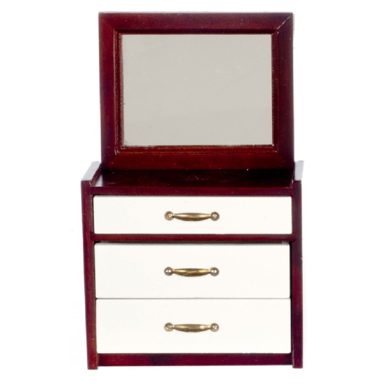 Dolls House Modern Dressing Table Mahogany White Miniature Bedroom Furniture