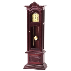 Dolls House Working Mahogany Grandfather Clock Miniature 1:12 Hall Furniture