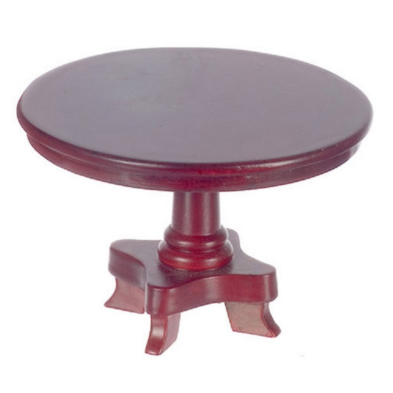 Dolls House Small Mahogany Round Pedestal Table Miniature Dining Room Furniture