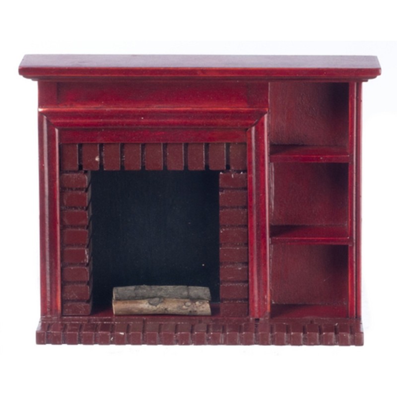 Dolls House Mahogany Fireplace with Display Shelves Miniature 1:12 Furniture 