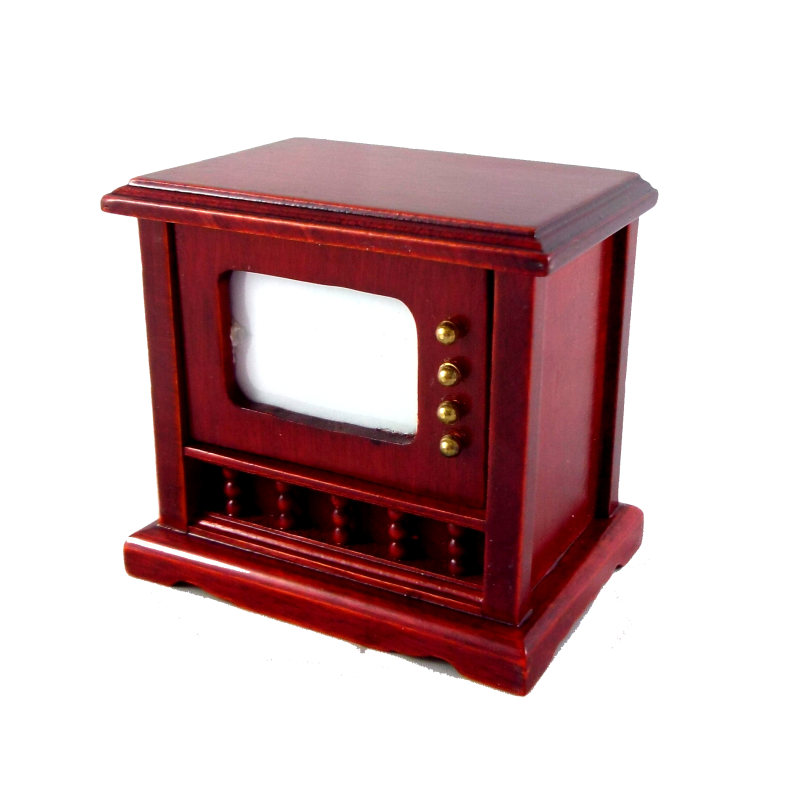 Dolls House Mahogany 1950 Television TV Miniature Living Room Furniture 