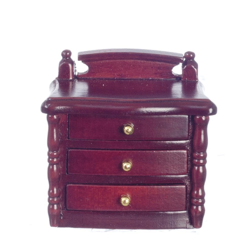 Dolls House Mahogany Bedside Nightstand Miniature Bedroom Furniture