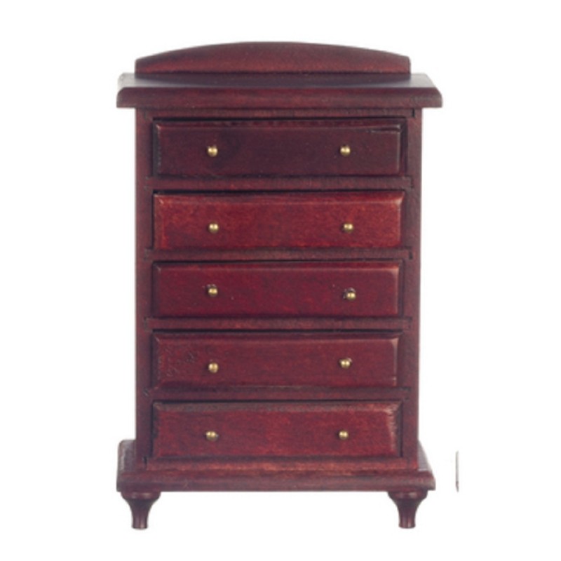 Dolls House Mahogany Tall Chest of Drawers Miniature Bedroom Furniture