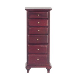 Dolls House Mahogany Lingerie Chest of Drawers Tall Narrow Bedroom Furniture