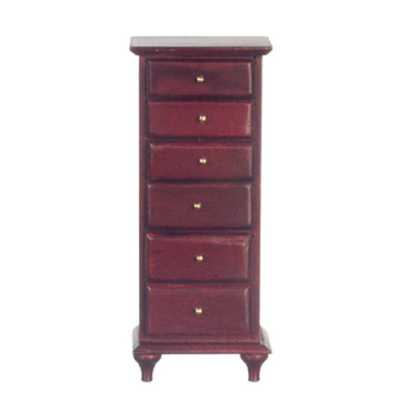 Dolls House Mahogany Lingerie Chest of Drawers Tall Narrow Bedroom Furniture