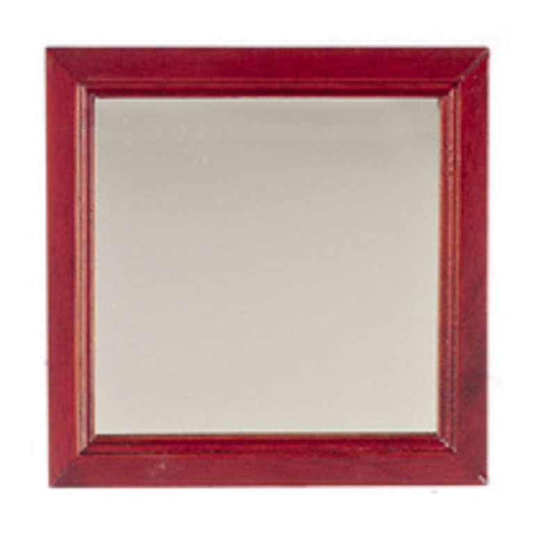 Dolls House Large Square Mahogany Wooden Framed Wall Mirror Miniature Accessory