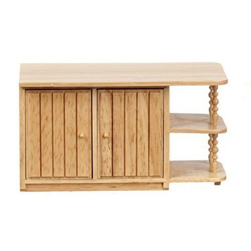 Dolls House Light Oak Centre Island Unit Miniature Kitchen Furniture