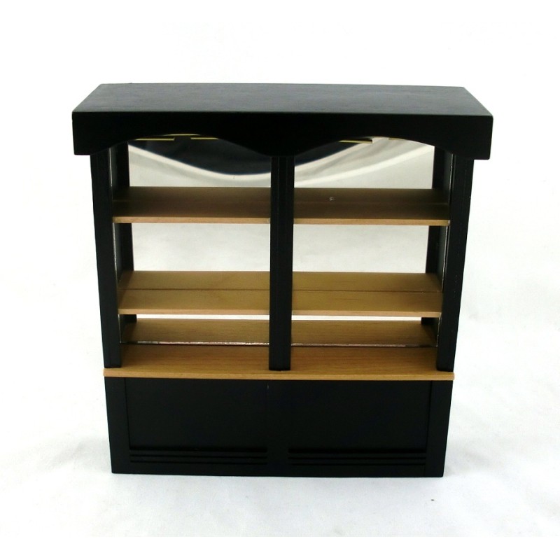 Dolls House Black 1950's Mirrored Bar Shop 2 Bay Display Cabinet 1:12 Furniture