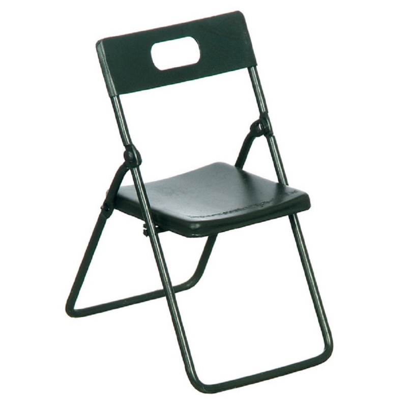 Dolls House Black Metal Folding Chair Modern Kitchen Cafe Garden Furniture