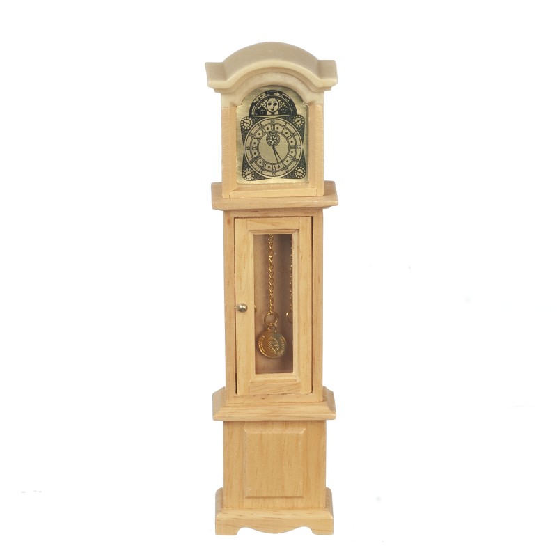 Dolls House Oak Grandfather Clock Miniature Wooden Hall Furniture 1:12 Scale